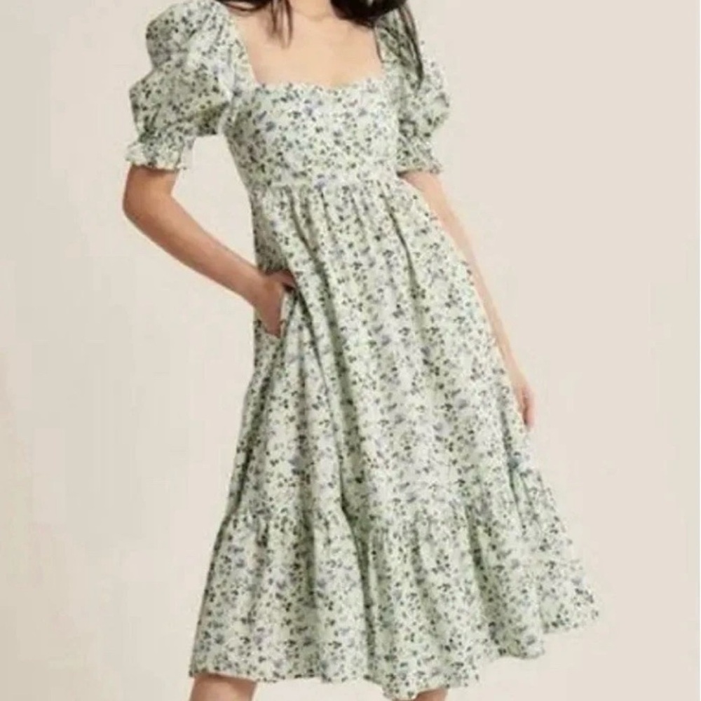Abercrombie Pastel Floral Midi Dress | Romantic Summer Coquette Prarie [size Lp] - Picture 12 of 12